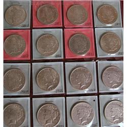 16 Morgan & Peace silver dollars 1880-1926