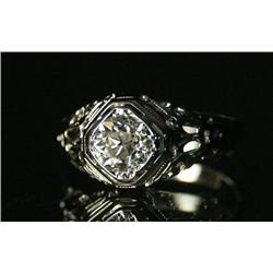 14kt White gold Deco filigree diamond (app .8ct) ring