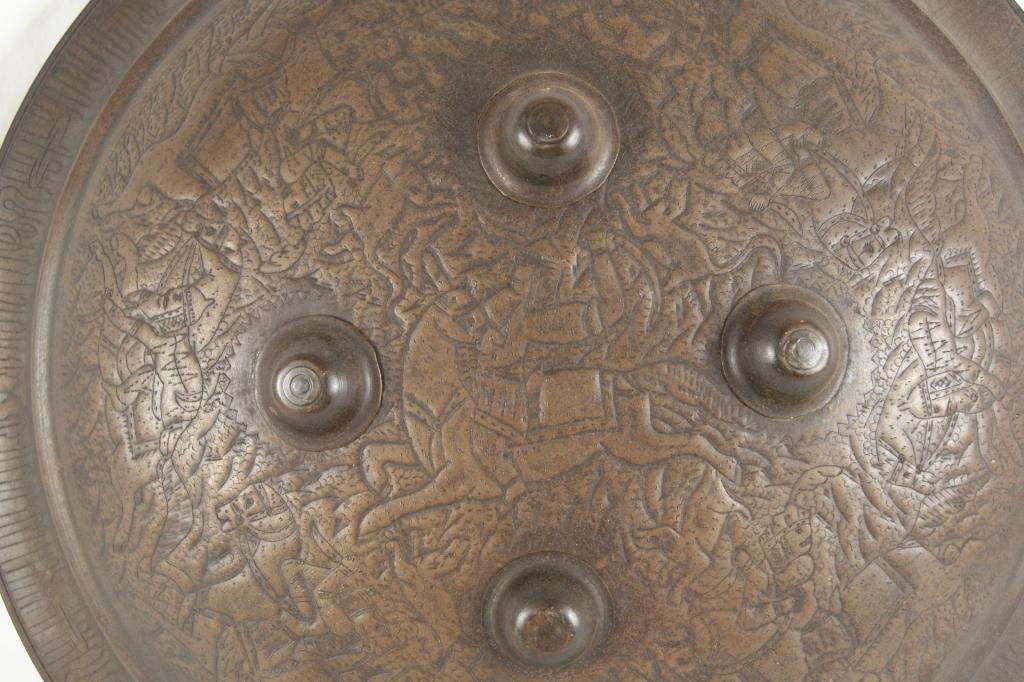 Antique 18th c. Indo Persian Islamic Separ Shield 18 5/8th diameter Iron.