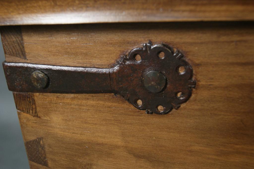 Spanish Colonial style arms chest w iron straps and iron hardware