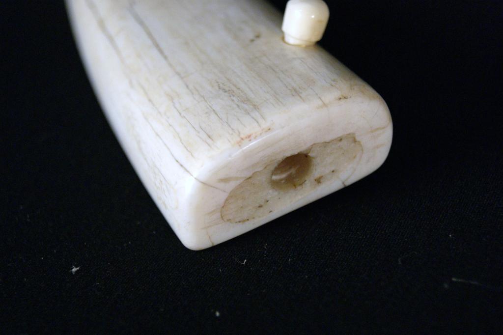 Antique ivory walrus tusk cribbage board 13"