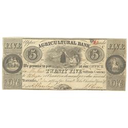 1835  Five Dollars Agricultural Bank, Very-Fine, 20-12-02-14