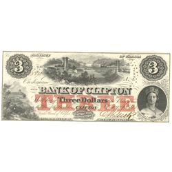 1859  Three Dollars  Bank of Clifton, UNC, CH 125-10-04-04