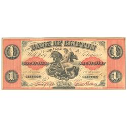 1861  One Dollar  Bank of Clifton, UNC, CH 125-12-06