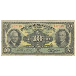 1938  Ten Dollars The Dominion Bank, Fine, 220-28-04