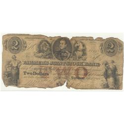 1849  Two Dollars Farmer's Joint Stock Bank, Good, 280-12-02