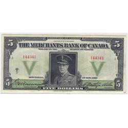 1919  Five Dollars  Merchants Bank of Canada, CCGS VF-30, CH 460-22-02