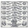 Image 1 : 1895  Five Dollars Bank of Montreal, AU, B&W Face Proof Set of 4 Letter A, B, C & D