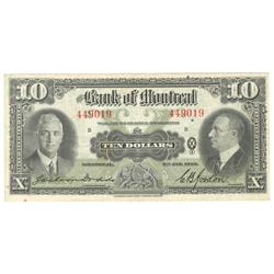 1935  Ten Dollars The Bank of Montreal, Very-Fine, 505-60-04