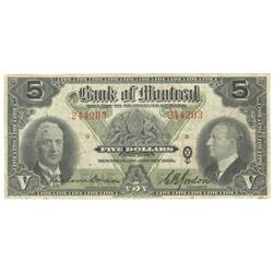 1938  Five Dollars The Bank of Montreal, Fine, 505-62-02