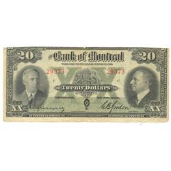 1938  Twenty Dollars The Bank of Montreal, Fine+, 505-62-06