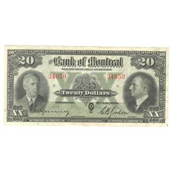 1938  Twenty Dollars The Bank of Montreal, Very-Fine+, 505-62-06