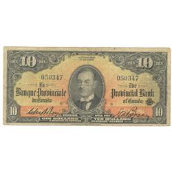 1936  Ten Dollars The Provincial Bank of Canada, VG/F, 615-18-06