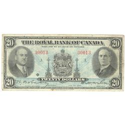 1935  Twenty Dollars Royal Bank of Canada, Fine, 630-18-06a