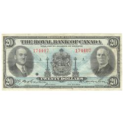 1935  Twenty Dollars Royal Bank of Canada, Very-Fine, 630-18-06a
