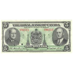 1943  Five Dollars  Royal Bank of Canada, UNC, CH 630-20-02