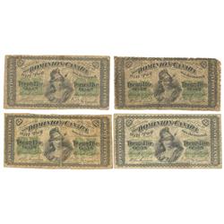 1870  Twenty Five Cents  Lot, DC-1a, DC-1b-i, Fine, Small B & 2 x DC-1c