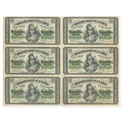 1870  Twenty Five Cents  Plain Uncut Sheet of 6, DC-1c, F to VF