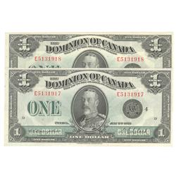 1923  One Dollar, DC-25o, Pair of consecutive VF/EF