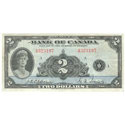 1935  Two Dollars English, BC-3, VF, Osborne Towers, Letter A, serial A323197.