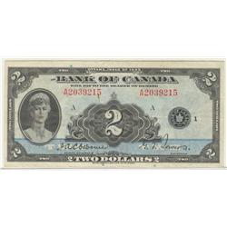 1935  Two Dollars English, BC-3, VF, Osborne Towers, Letter A, serial A2039215.