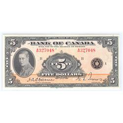 1935  Five Dollars English, BC-5, PMG UNC-64, Osborne Towers, Letter B, serial A327048
