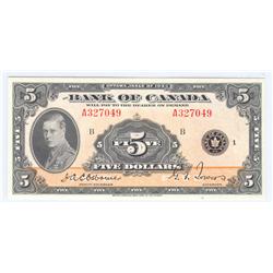 1935  Five Dollars English, BC-5, PMG UNC-64, Osborne Towers, Letter B, serial A327049