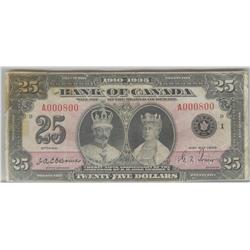 1935  Twenty Five Dollars English, BC-11, CCGS F-12;  serial A000800.