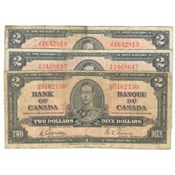 1937  Two Dollars, BC-22b, VG & F, N/B5162130, X/B3468647 + BC-22c, VG, J/R1642813.