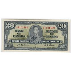 1937  Twenty Dollars, BC-25a, Original UNC, Osborne Towers, serial A/E1101409.