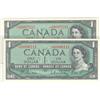 Image 1 : 1954  One Dollar  Pair of Replacement  Modified, BC-37bA-i, AU, *A/M0006111 & *A/M0007111.