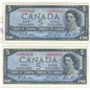 Image 1 : 1954  Five Dollars  Replacement  Modified, BC-39aA-i, 2 Consecutive CCGS AU-50, *R/C0003649-50.