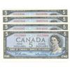 Image 1 : 1954  Five Dollars Modified, BC-39b, 4 UNC, I/S5123009, I/S6314597, I/S6357318, I/S9145098.
