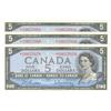 Image 1 : 1954  Five Dollars 3 Consecutive Replacement Modified, BC-39bA, UNC , *R/C0057979-80-81.