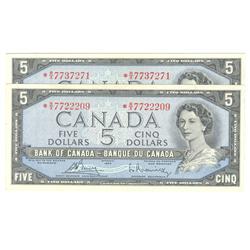 1954  Five Dollars 2 Replacement Modified, BC-39cA, EF, *R/X7722209 & *R/X7737271