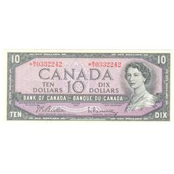 1954  Ten Dollars  Replacement  Modified, BC-40bA, EF/AU, *B/V0332242.
