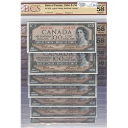1954  One Hundred Dollars Modified, BC-43a, 7 Consecutive BCS AU-55(1) & AU-58(6), A/J4224729-30-31-