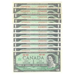 1967  One Dollars  Lot, BC-45a, UNC, BC-45b-i, UNC, BC-45b-i, VF & BC-45b-i, AU, . Lot of 11 notes.