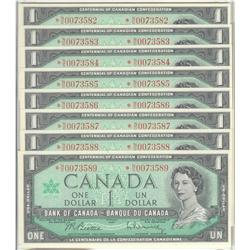1967  One Dollars  8 Consecutive Replacement, BC-45bA, UNC, *N/O0073582-83-84-85-86-87-88-89