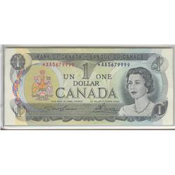 1973  One Dollars  Replacement, BC-46aA, CCGS AU-58 *AA5679999 above 5m.