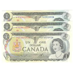 1973  One Dollar Replacement Lot of 3,  BC-46aA, All UNC, *FA2922538, *FG3415359, *GF6575926.