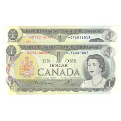 1973  One Dollar Replacement Lot of 2,  BC-46aA, All UNC, *GY6000843, *GY6016549.