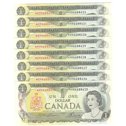 1973  One Dollar Replacement Lot of 8 consecutive,  BC-46aA, All UNC *MM6688625 to 32.