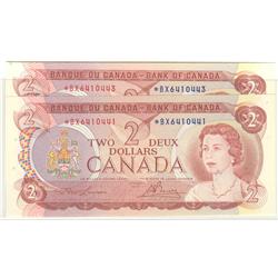 1974  Two Dollars Pair of Replacement, BC-47aA, Choice UNC, *BX6410441-43.