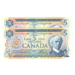 1972  Five Dollars  Pair of consecutive Replacement, BC-48bA *SL