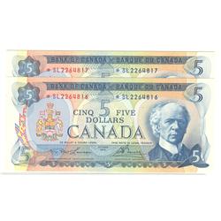 1972  Five Dollars  Pair of consecutive Replacement, BC-48bA, GEM UNC, *SL2264816-17.