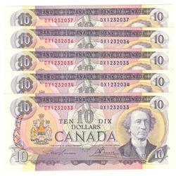 1971  Ten Dollars 5 consecutive Changeover, BC-49c, UNC,  DX1232033-34-35-36-37.