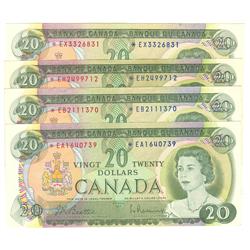 1969  Twenty Dollars  Replacement Lot, BC-50aA, B/R, serial *EA EF, *EB EF, *EH EF & *EX EF