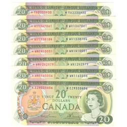 1969  Twenty Dollars  Repl Lot, BC-50bA, All EF & AU LB *EZ, *WN(3), *WV(2) & *YA