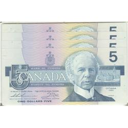 1986  Five Dollars  4 Consecutive Replacement, BC-56bA, UNC